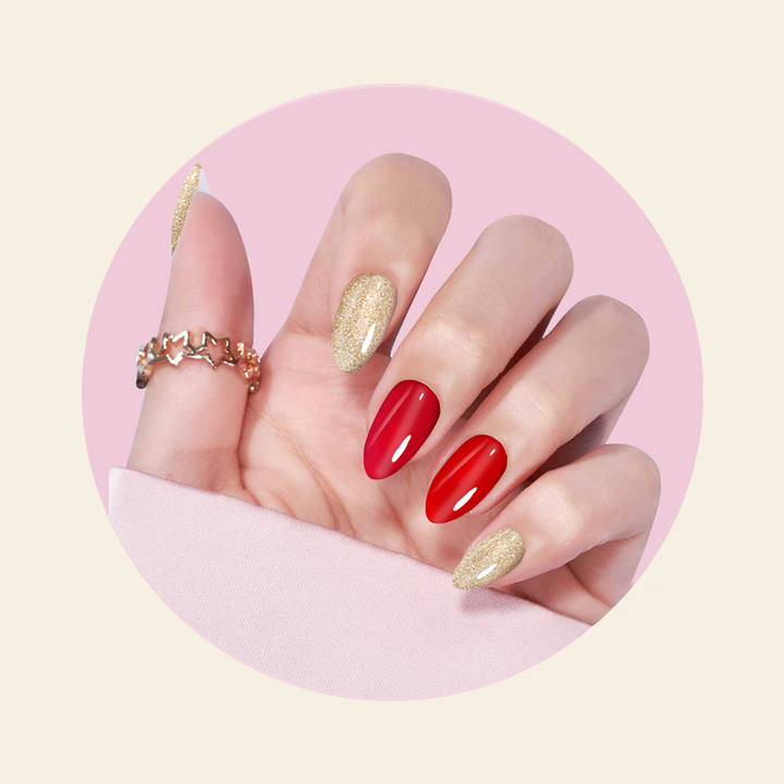 showing CLASSIQUE Semi Cured Gel Nail Stickers on hand