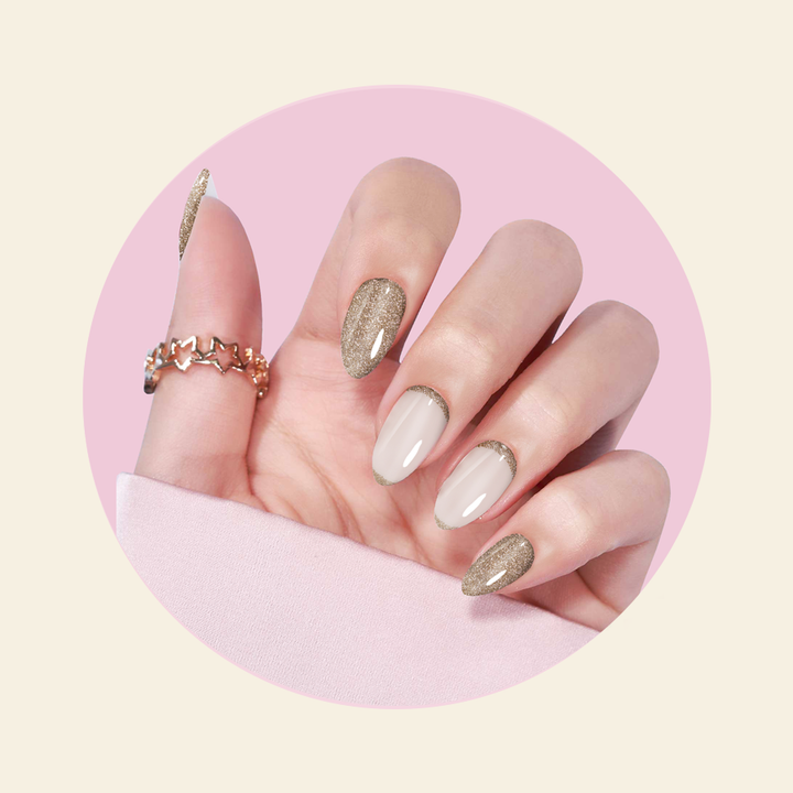 showing TWILIGHT Semi Cured Gel Nail Stickers on hand