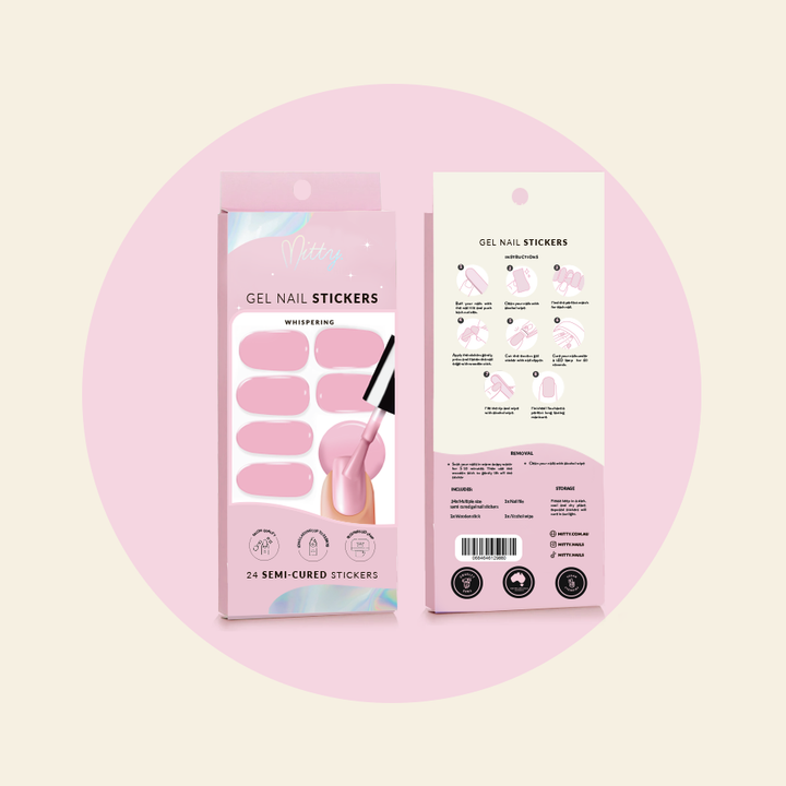 showing front and back of semi cured gel stickers