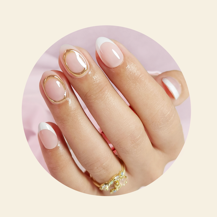 3d press on nails with french design