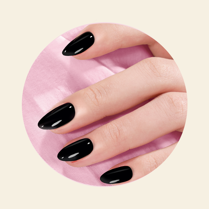 showing MAGNIFIQUE semi cured gel stickers on hand