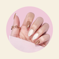 showing MAJESTIC Semi Cured Gel Nail Stickers on hand