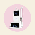 Portable Nail Drill - White with desktop clock charger