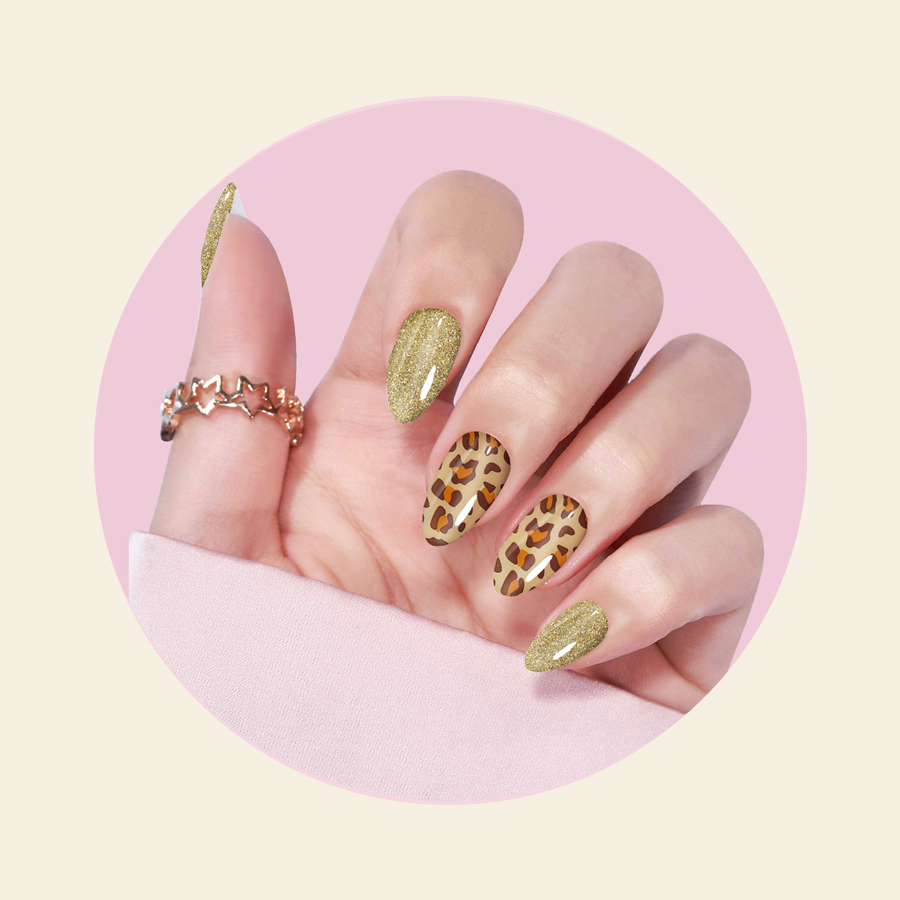 showing SAVANNAH Semi Cured Gel Nail Stickers on hand