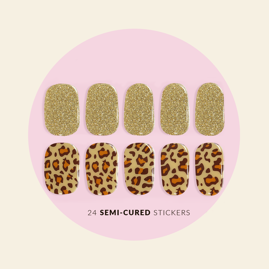 showing SAVANNAH Semi Cured Gel Nail Stickers sizes and design