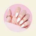 showing FLUFFY CLOUDS semi cured gel stickers on hand