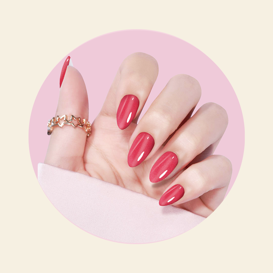 showing WHIMSICAL semi cured gel stickers on hand
