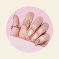 showing TWILIGHT Semi Cured Gel Nail Stickers on hand